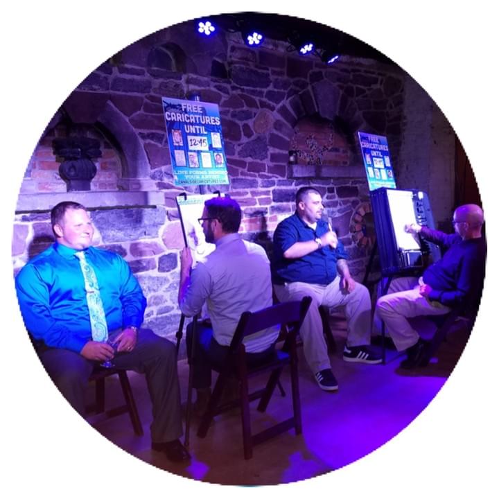 Multiple Wedding Caricature Artists drawing caricatures at Babeville Buffalo, NY Multiple Wedding Caricature Artists drawing caricatures at Babeville Buffalo, NY