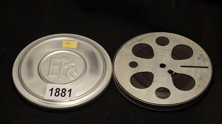 1930s teardrop style 8mm film reel, 5 inch size. 1930s teardrop style 8mm film reel, 5 inch size.