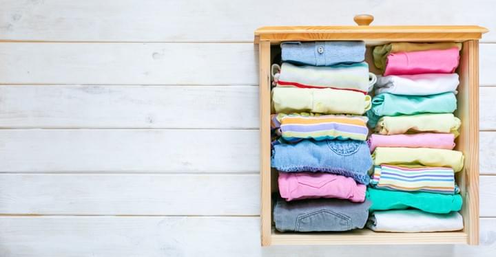 KonMari folding neatly folded in drawer KonMari folding neatly folded in drawer