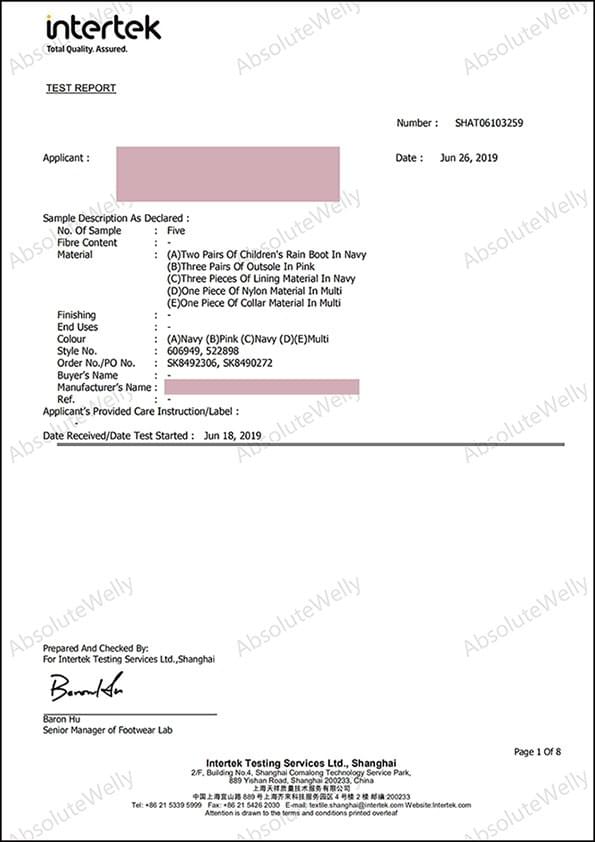 AbsoluteWelly rubber boot test report detail AbsoluteWelly rubber boot test report detail