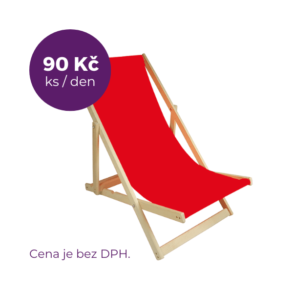Plážové lehátko skládací dřevěné červené Plážové lehátko skládací dřevěné červené