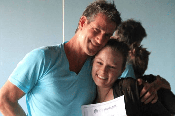 2015 Yoga Teacher training photo with larry Thraen and student.  2015 Yoga Teacher training photo with larry Thraen and student.