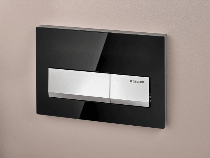 Bouton de déclenchement noir et chromé brillant pour réservoir encastré Geberit Tunisie / Plaques de déclenchement noir et chromé Geberit Tunisie  Bouton de déclenchement noir et chromé brillant pour réservoir encastré Geberit Tunisie / Plaques de déclenchement noir et chromé Geberit Tunisie