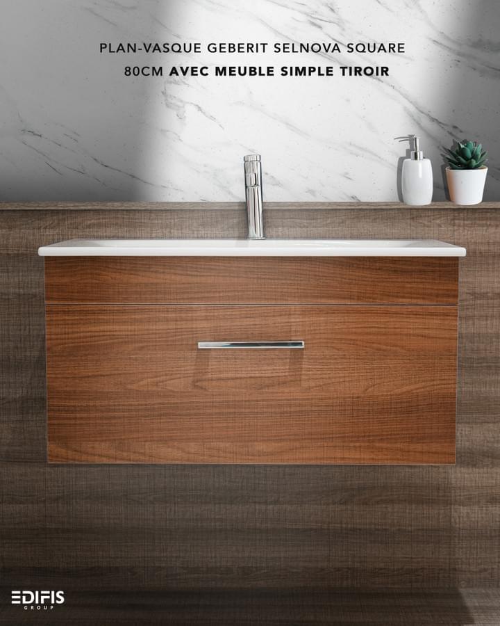 Meuble de salle de bain Tunisie /  Meuble de salle de bains avec plan-vasque Geberit  Selnova 80 cm Meuble de salle de bain Tunisie /  Meuble de salle de bains avec plan-vasque Geberit  Selnova 80 cm