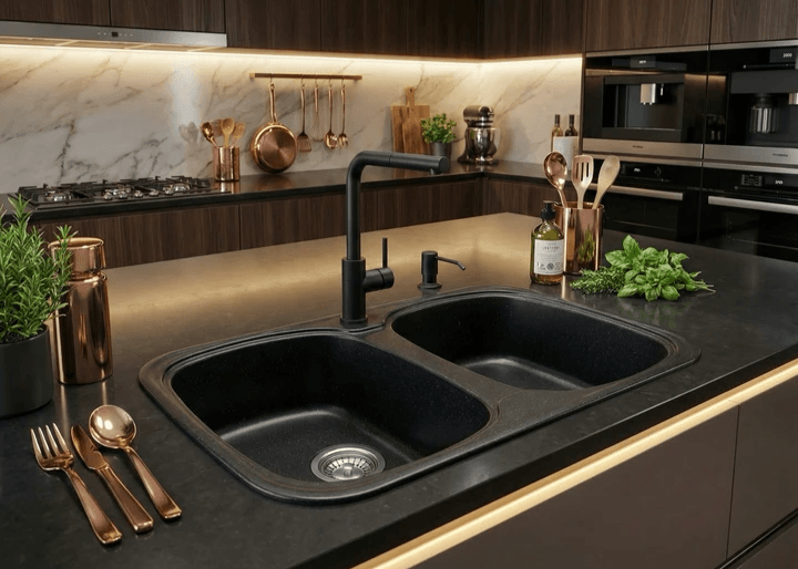 Évier de cuisine noir pas cher Tunisie / Evier de cuisine double bac Tunisie / Sanibel Évier de cuisine noir pas cher Tunisie / Evier de cuisine double bac Tunisie / Sanibel