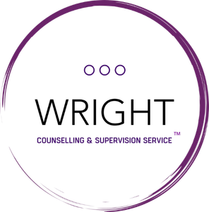 A logo design featuring a circular arrangement of overlapping purple arcs, forming a dynamic, layered ring. Near the top center of the circle are three small purple dots aligned horizontally, adding visual balance. Inside the circle, the word “WRIGHT” is prominently displayed in bold, uppercase black letters. Beneath it, the phrase “COUNSELING & SUPERVISION SERVICE” appears in smaller, uppercase purple text. The overall design conveys a modern and professional identity, with the circular motif suggesting wholeness, connection, and continuity—well-suited to a therapeutic or supervisory context A logo design featuring a circular arrangement of overlapping purple arcs, forming a dynamic, layered ring. Near the top center of the circle are three small purple dots aligned horizontally, adding visual balance. Inside the circle, the word “WRIGHT” is prominently displayed in bold, uppercase black letters. Beneath it, the phrase “COUNSELING & SUPERVISION SERVICE” appears in smaller, uppercase purple text. The overall design conveys a modern and professional identity, with the circular motif suggesting wholeness, connection, and continuity—well-suited to a therapeutic or supervisory context