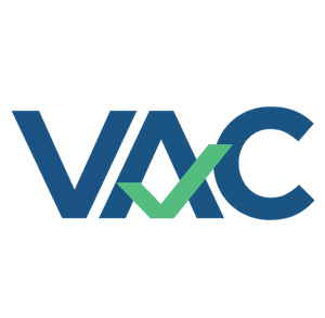 VAC logo, letters VAC with a tick through the letter A VAC logo, letters VAC with a tick through the letter A
