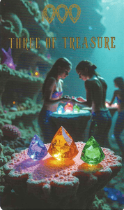 The Ocean Tarot--Three of Treasure The Ocean Tarot--Three of Treasure