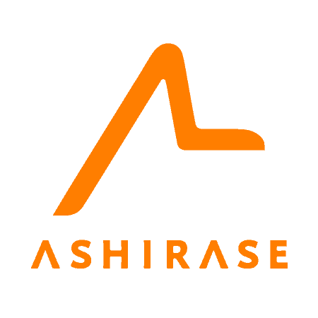 株式会社Ashiraseのロゴ。オレンジ色で、歩く足の様子がデザインされている。 株式会社Ashiraseのロゴ。オレンジ色で、歩く足の様子がデザインされている。