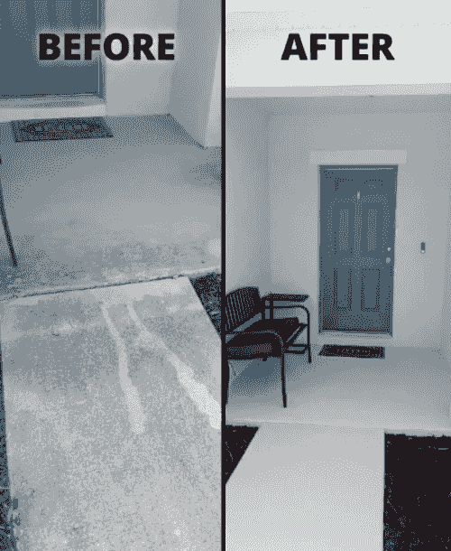 "Transform your home's entrance! See this incredible before and after of a professional concrete cleaning that removed years of grime for a fresh, welcoming look." "Transform your home's entrance! See this incredible before and after of a professional concrete cleaning that removed years of grime for a fresh, welcoming look."