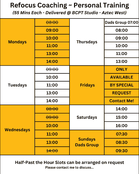 Bristol Dads Personal Training Schedule in Private Gym Aztec West Bristol Dads Personal Training Schedule in Private Gym Aztec West