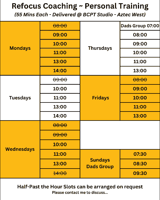 Bristol Dads Personal Training Schedule in Private Gym Aztec West Bristol Dads Personal Training Schedule in Private Gym Aztec West