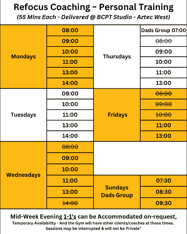 Bristol Dads Personal Training Schedule in Private Gym Aztec West Bristol Dads Personal Training Schedule in Private Gym Aztec West