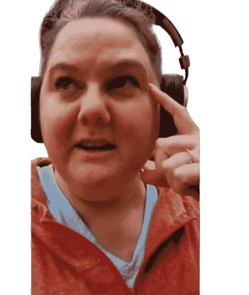 Character Amelia Ann, finger to temple, thinking Character Amelia Ann, finger to temple, thinking