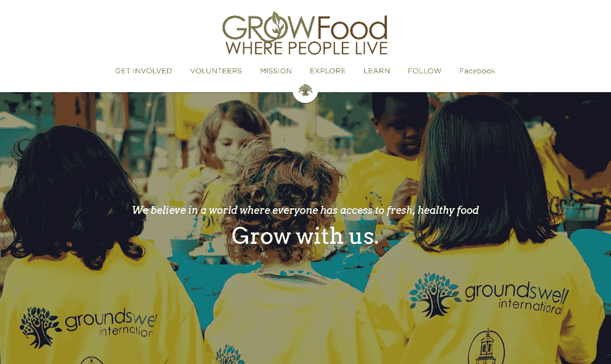 nonprofit donation landing page showcasing agricultural initiatives