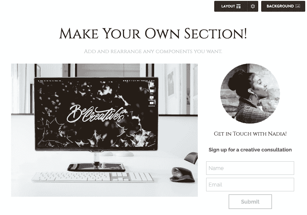 Strikingly Make Your Own Section