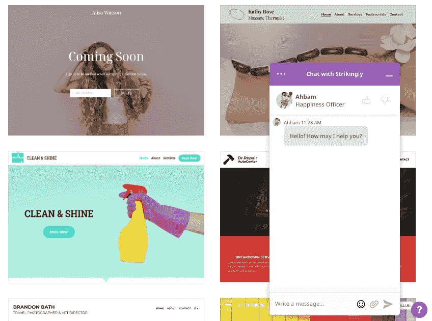 Strikingly Template Page with Chat