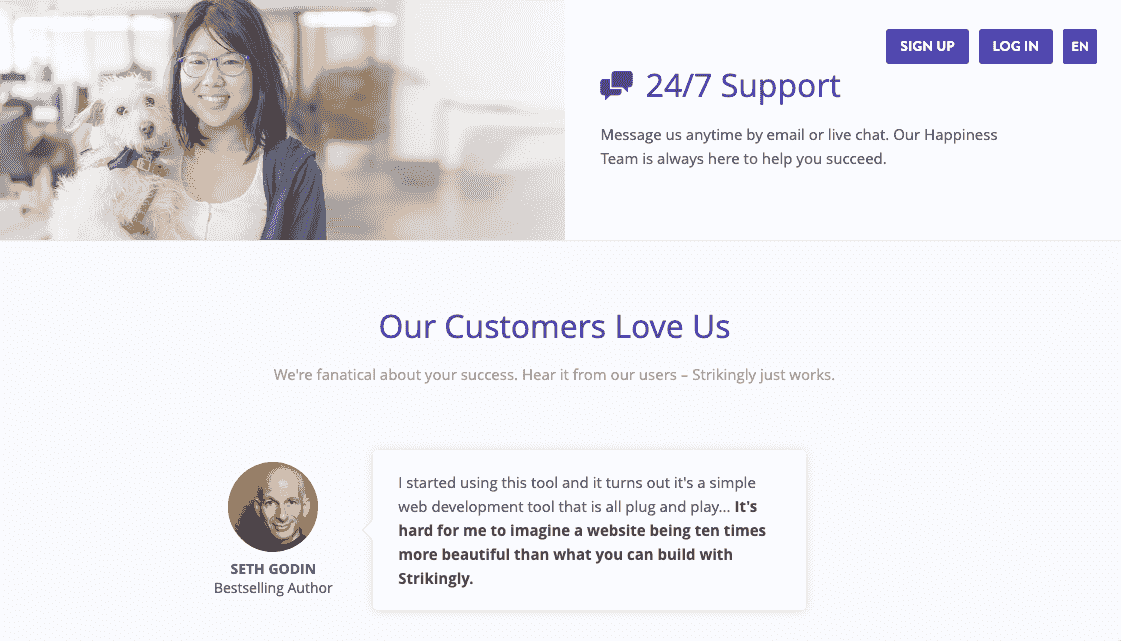 Strikingly Live Chat Support