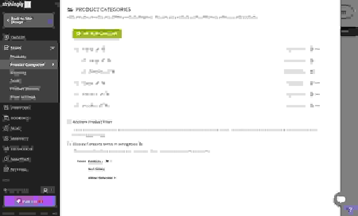 Strikingly's Product Categories