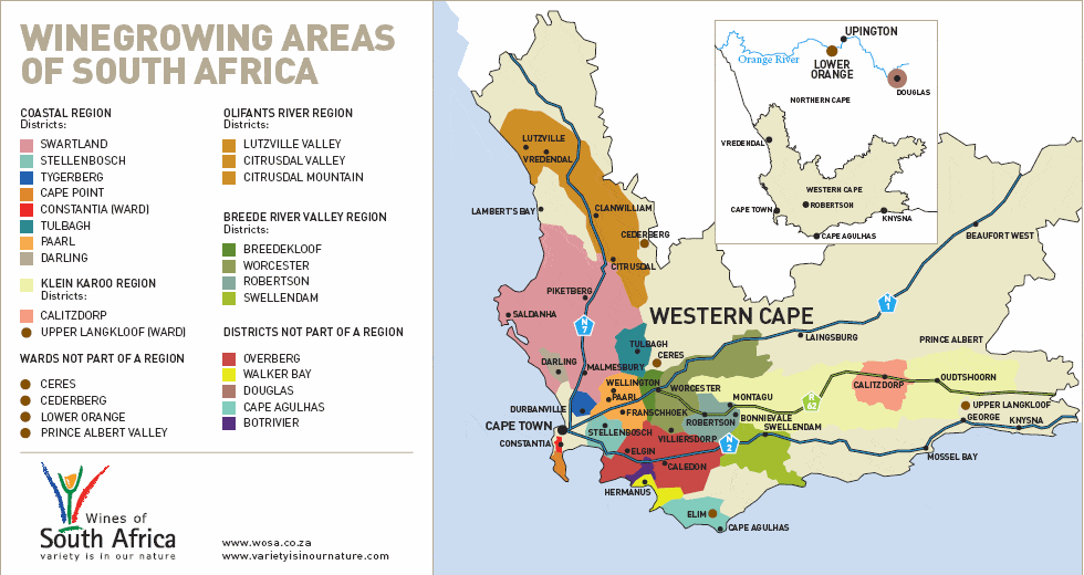 Wine map of South Africa Wine map of South Africa