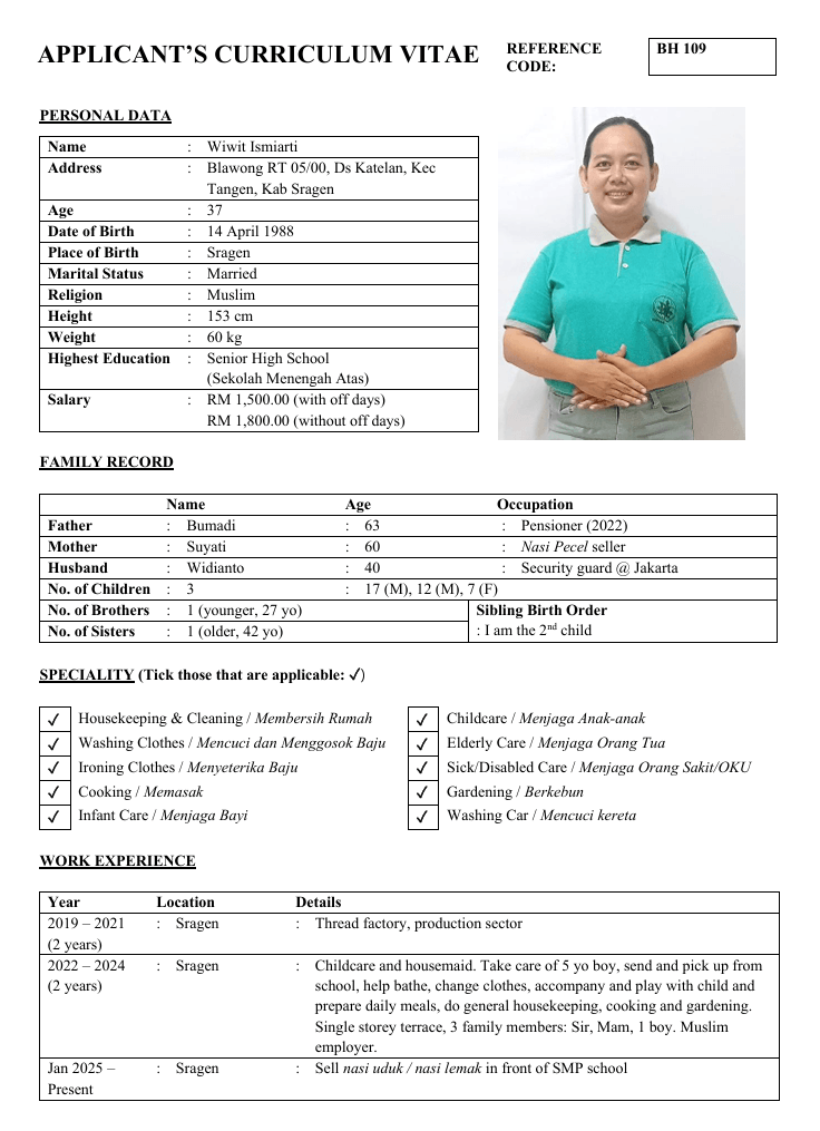 WIWIT ISMIARTI BH 109