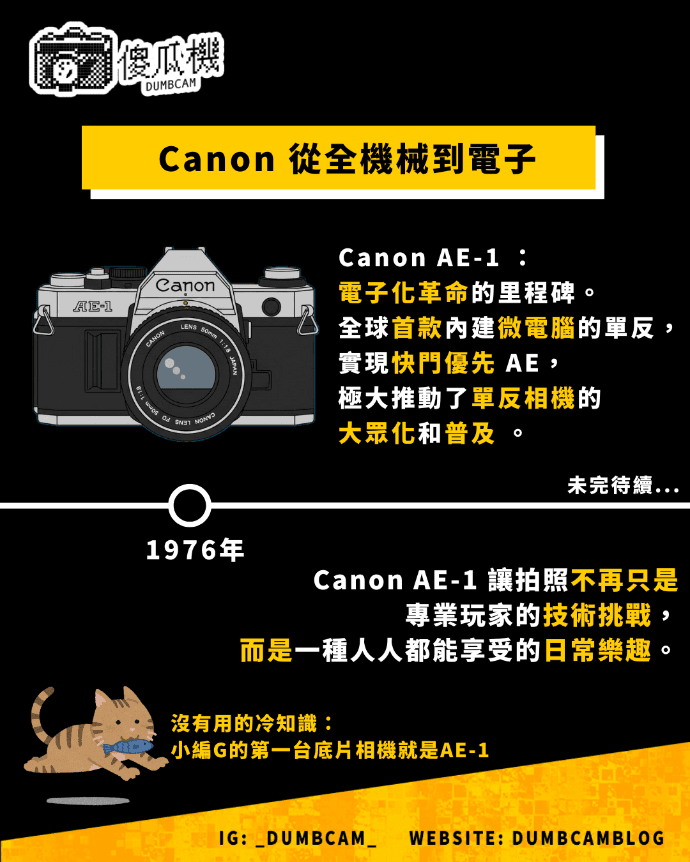 dumbcam傻瓜機, Canon FD 系統, Canon AE-1, Canon FD 歷史 dumbcam傻瓜機, Canon FD 系統, Canon AE-1, Canon FD 歷史