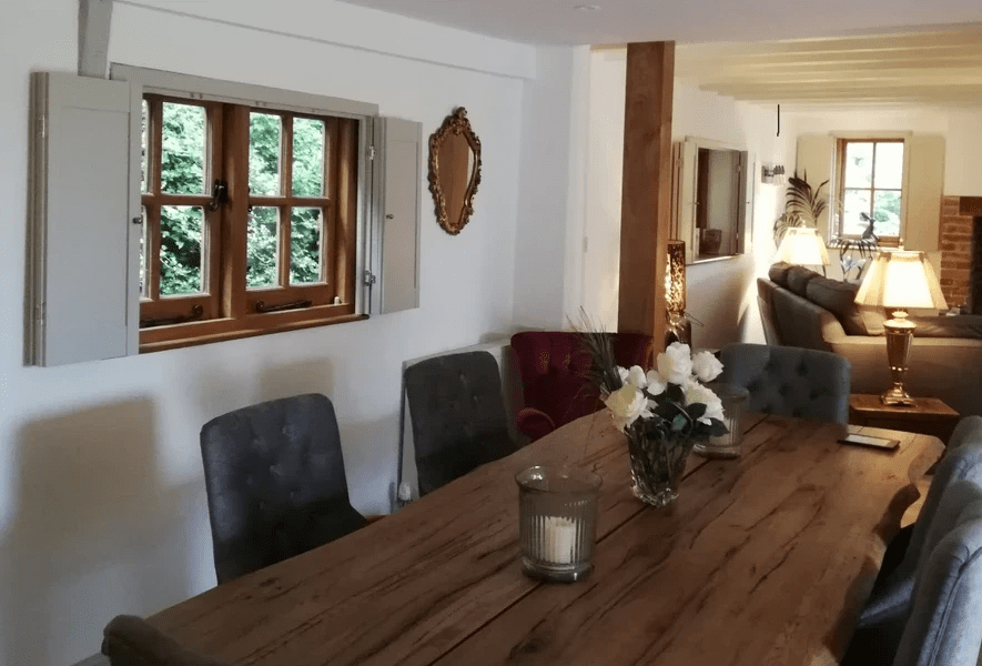 Made To Measure Solid Shaker Shutters in Custom Farrow & Ball Wimbourne White finish for a home in Horsham Made To Measure Solid Shaker Shutters in Custom Farrow & Ball Wimbourne White finish for a home in Horsham