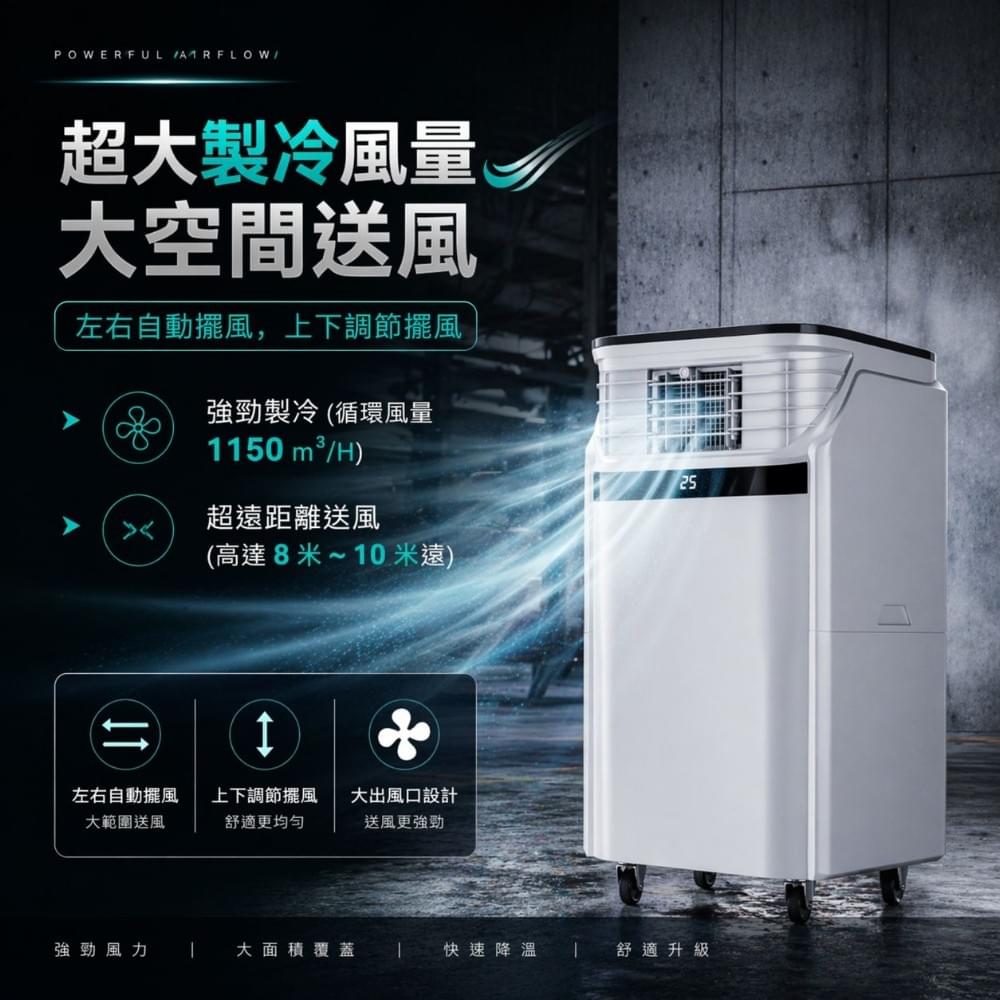 〈限時價 僅三天〉分流二管PC90-AQEE 工業移動式冷氣10~22坪