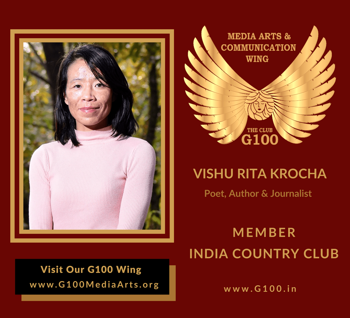 Vishu Rita Krocha is a member of the India Country Club at G100 Media Arts & Communication Vishu Rita Krocha is a member of the India Country Club at G100 Media Arts & Communication