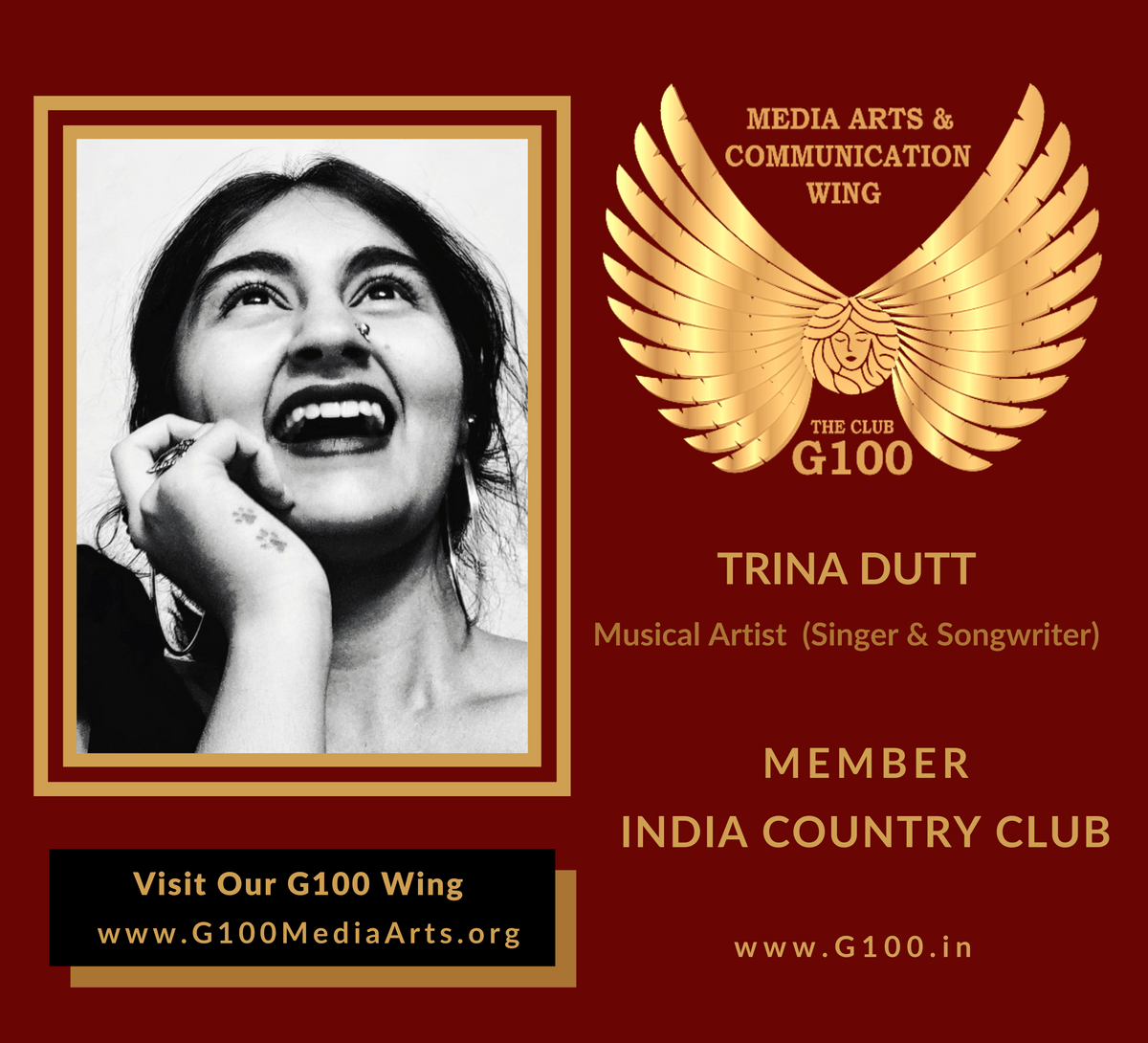 Trina Dutt is a member of the India Country Club at G100 Media Arts & Communication Trina Dutt is a member of the India Country Club at G100 Media Arts & Communication