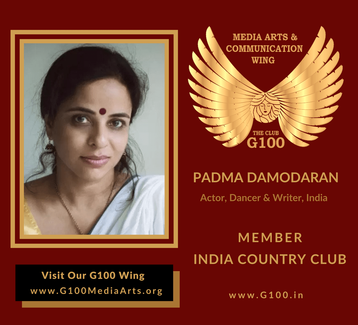 Padma Damodaran is a member of the India Country Club at G100 Media Arts & Communication Padma Damodaran is a member of the India Country Club at G100 Media Arts & Communication