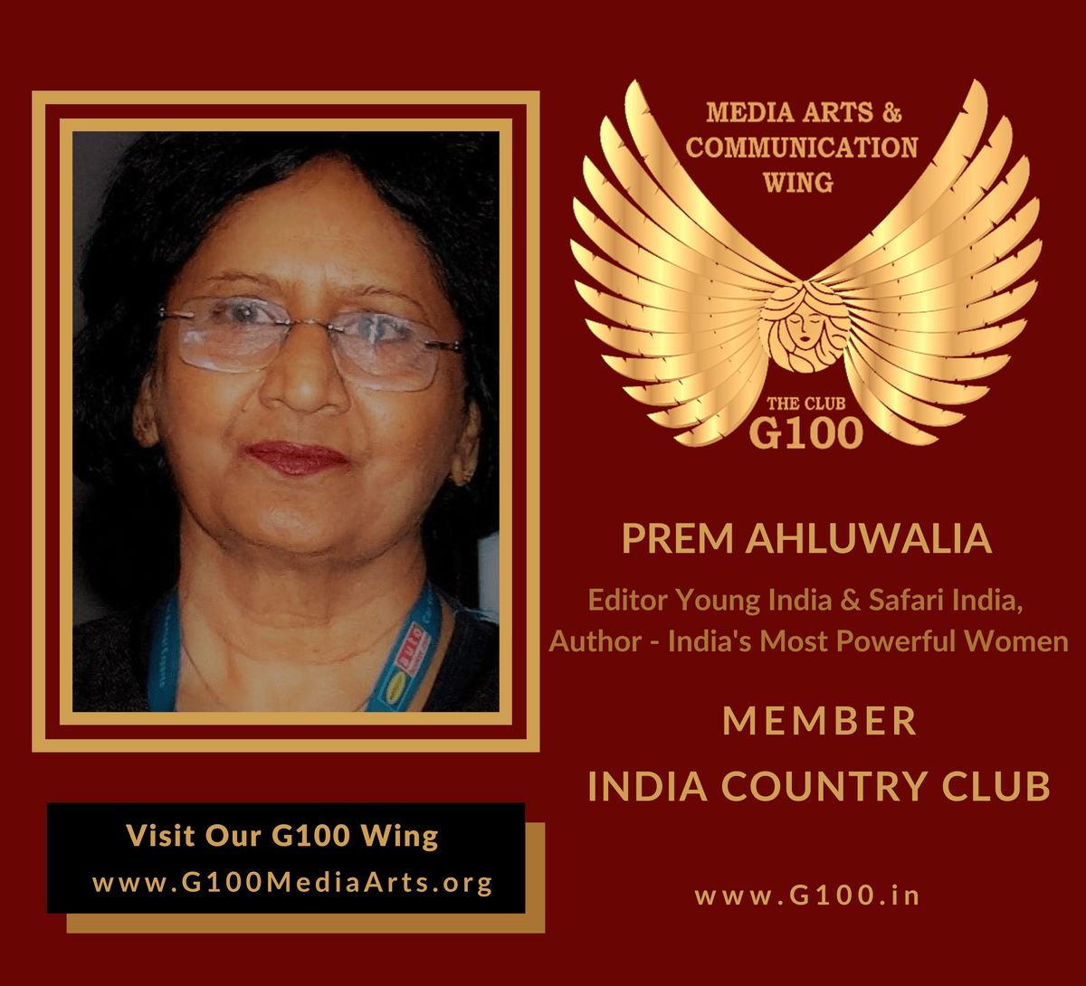 Prem Ahluwalia is a member of the India Country Club at G100 Media Arts & Communication Prem Ahluwalia is a member of the India Country Club at G100 Media Arts & Communication