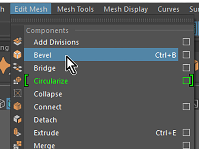 MAYA Edit Mesh→Bevel MAYA Edit Mesh→Bevel