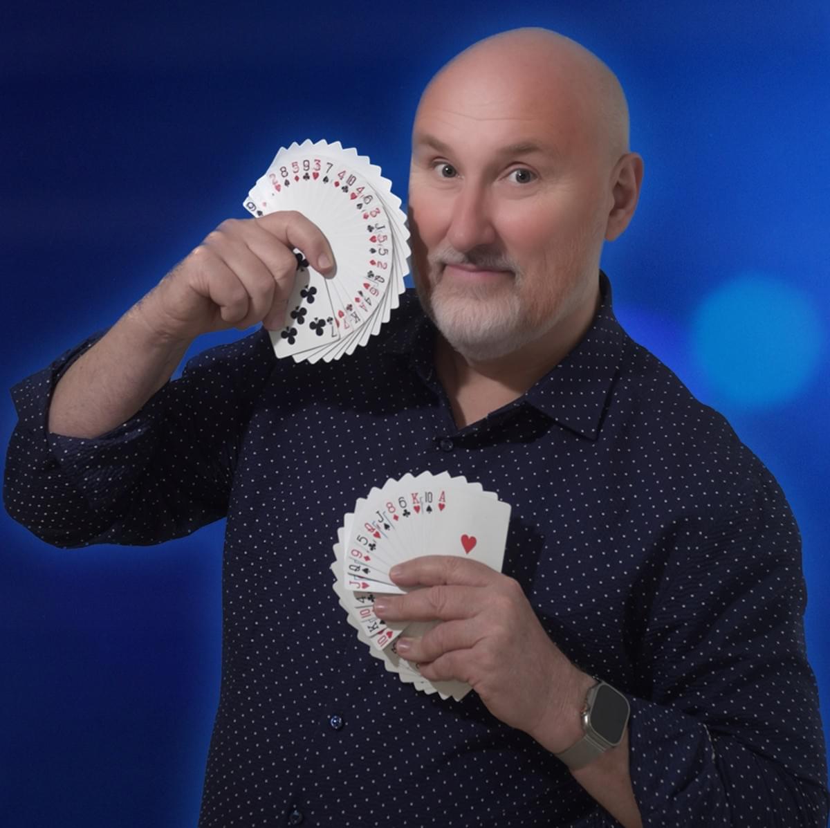South Florida Magician Brent Gregory with playing cards South Florida Magician Brent Gregory with playing cards