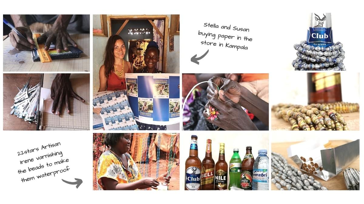 Two Paper bead bracelets for women / men