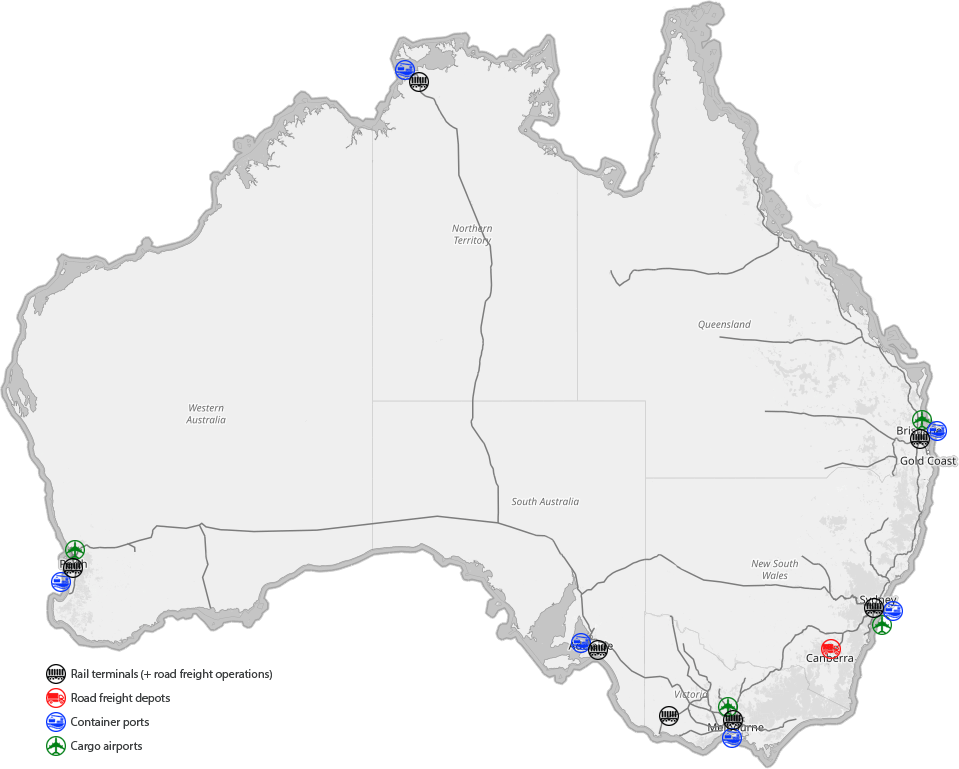 Map of Australia with HARC Logistics locations Map of Australia with HARC Logistics locations