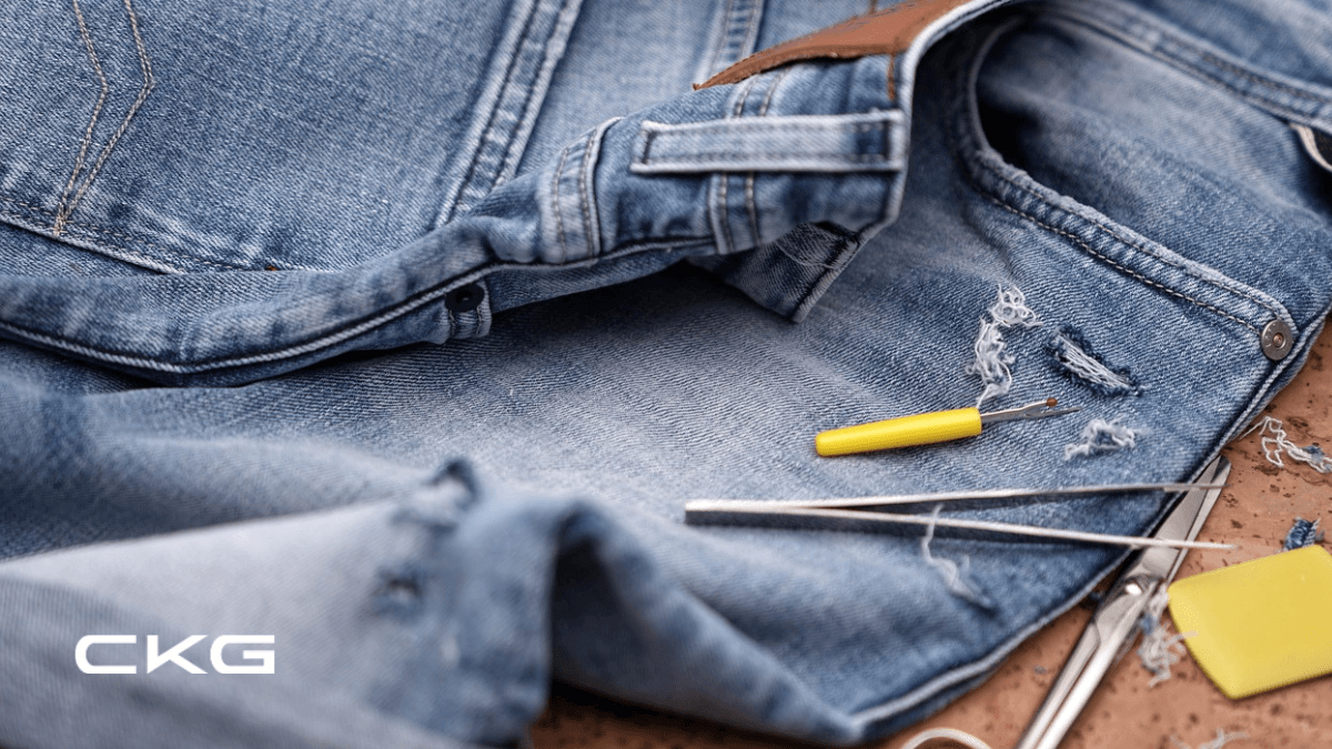 Clothes aren't being patched up as often; people used to make their own clothes. Clothes aren't being patched up as often; people used to make their own clothes.