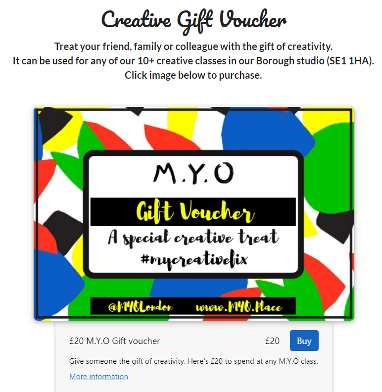Screen shot of M.Y.O gift voucher Screen shot of M.Y.O gift voucher