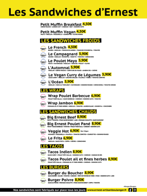 Les sandwiches d'Ernest à Manosque Les sandwiches d'Ernest à Manosque