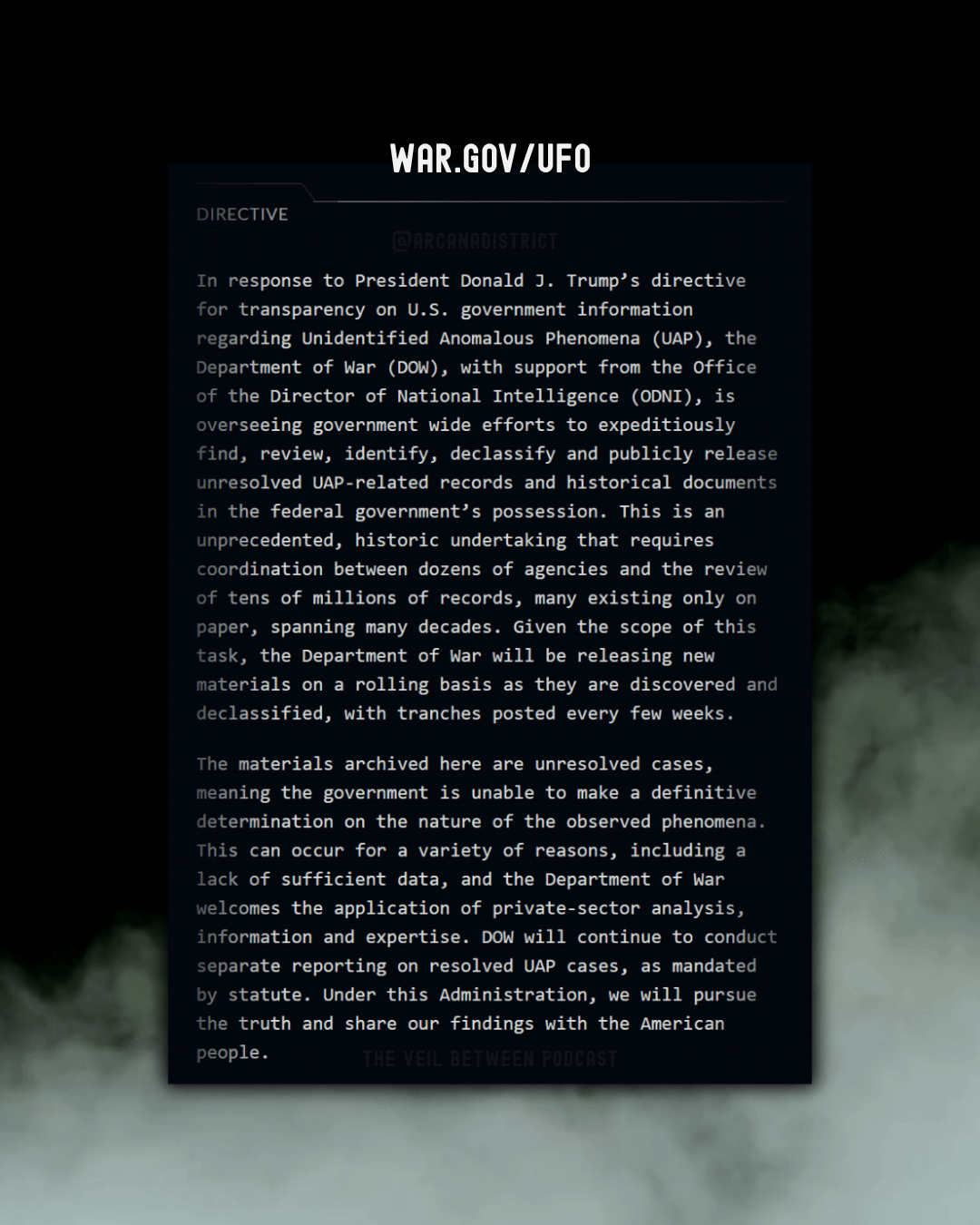 UFO / UAP Disclosure Directive UFO / UAP Disclosure Directive