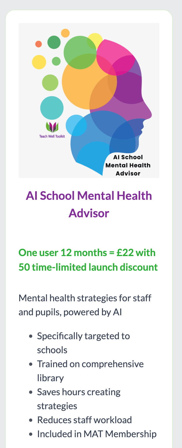 Benefit from insights and advice from mental health professionals dedicated to fostering a supportive school environment. Expert Guidance What We Offer Teach Well Toolkit is a dedicated wellbeing support platform for UK schools, helping teachers and pupils thrive through practical mental health resources, expert guidance, and evidence-based programmes. Designed for busy educators, it offers accessible tools to reduce stress, strengthen resilience, and create healthier learning environments. Led by Steve Waters, a recognised advocate for teacher wellbeing, the Toolkit empowers school leaders and staff to build a culture of care, connection, and sustainable wellbeing for their entire school community.