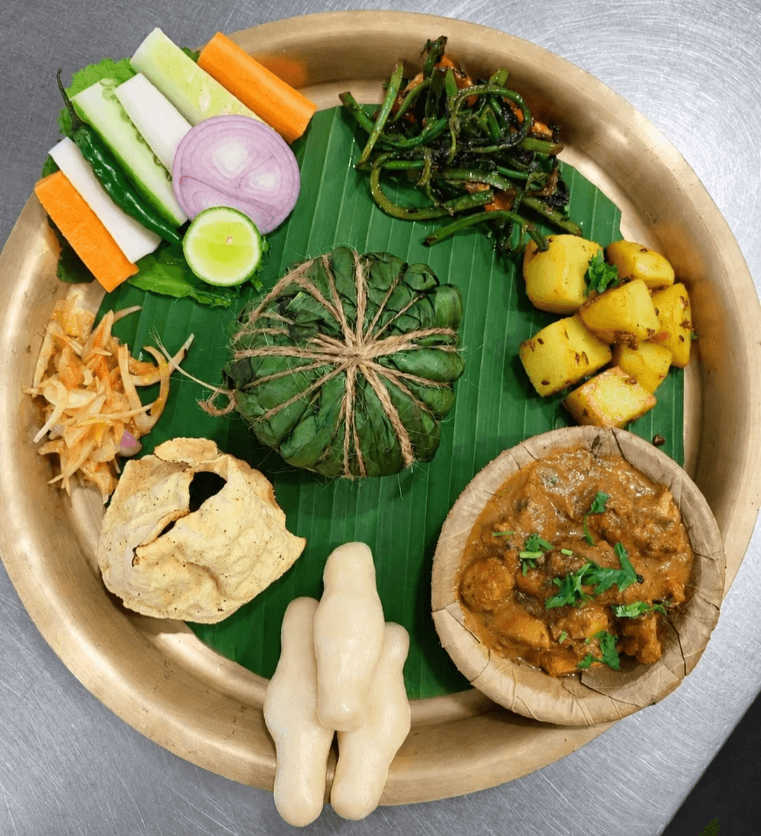 Traditional Tharu Dishes at Sapana Restaurant Traditional Tharu Dishes at Sapana Restaurant