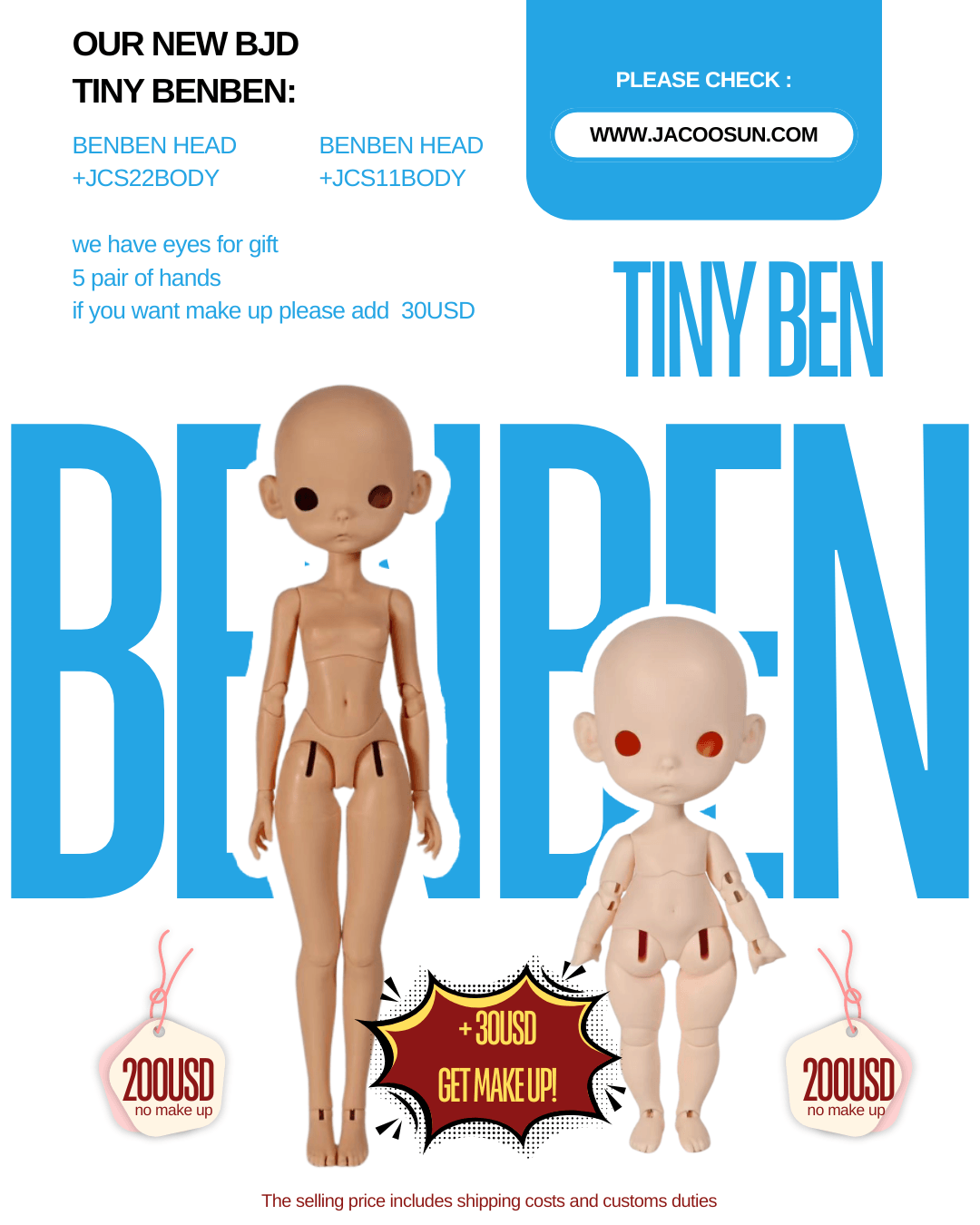 【Pre-Order】JACOOSUN LAB TINY BENBEN AND JCS BODY! Shipped 4 months later