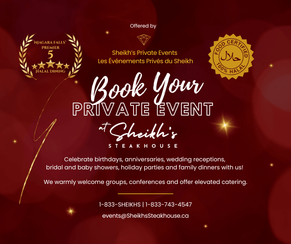Book Your Private Event at Sheikh's Steakhouse Event Venue Book Your Private Event at Sheikh's Steakhouse Event Venue
