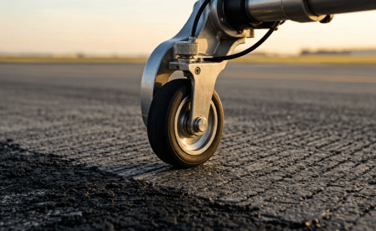 Airport pavement cross-section illustrating the multi-layer structure that friction testers evaluate for surface safety compliance. Airport pavement cross-section illustrating the multi-layer structure that friction testers evaluate for surface safety compliance.