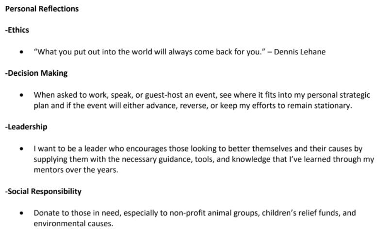 Catherine's personal reflections from her own personal strategic plan as an example. Catherine's personal reflections from her own personal strategic plan as an example.