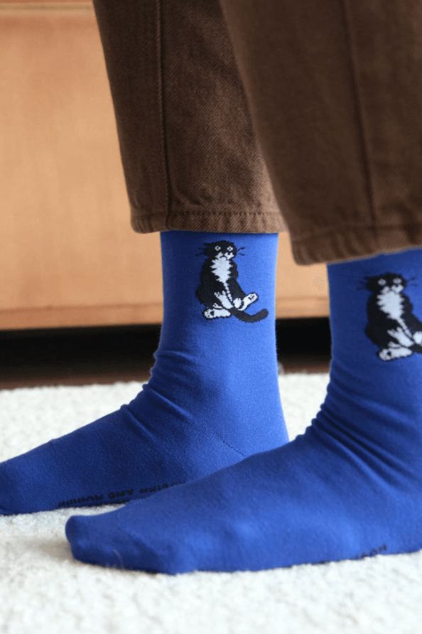 sitting mo socks - blue