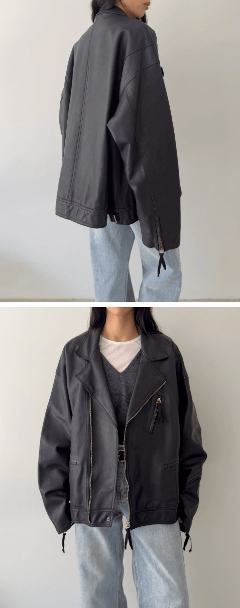 韓國製Washing Combi Leather Jacket