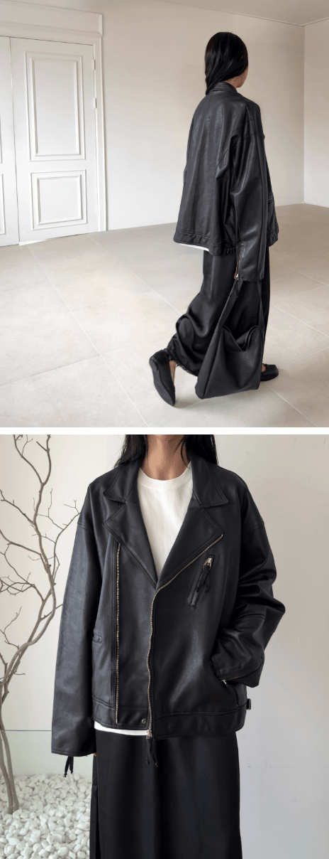 韓國製Washing Combi Leather Jacket