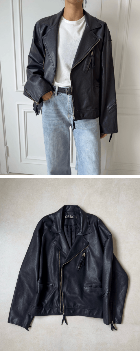 韓國製Washing Combi Leather Jacket